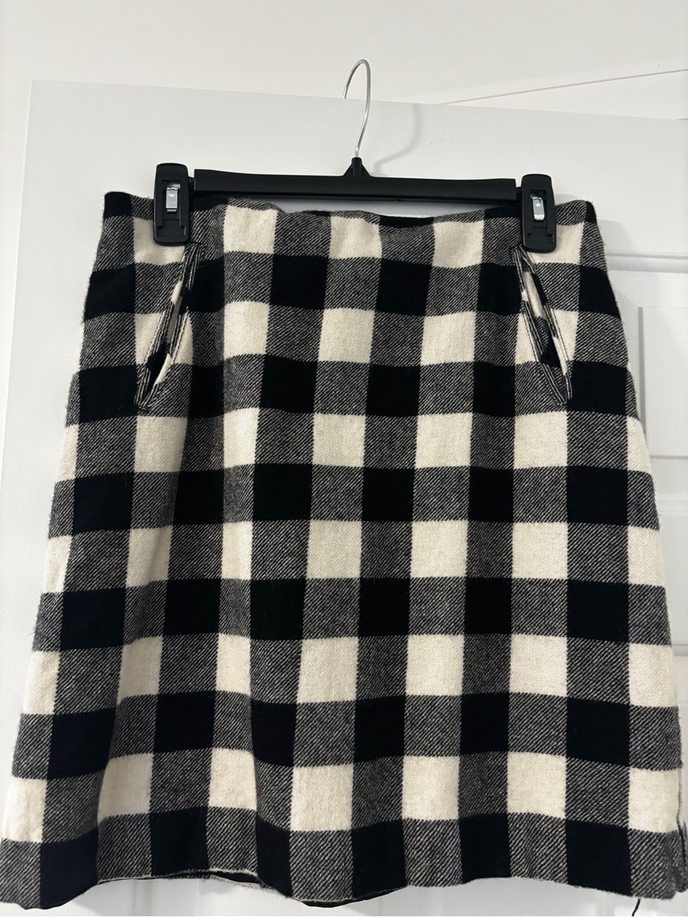 Talbots Black and White Buffalo Check A-Line Skirt